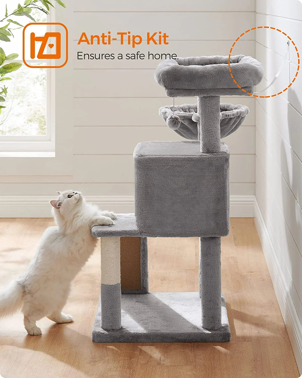 37.8-Inch Cat Tree Cat Condo Small Cat Tower with Widened Perch for Large Cats Indoor