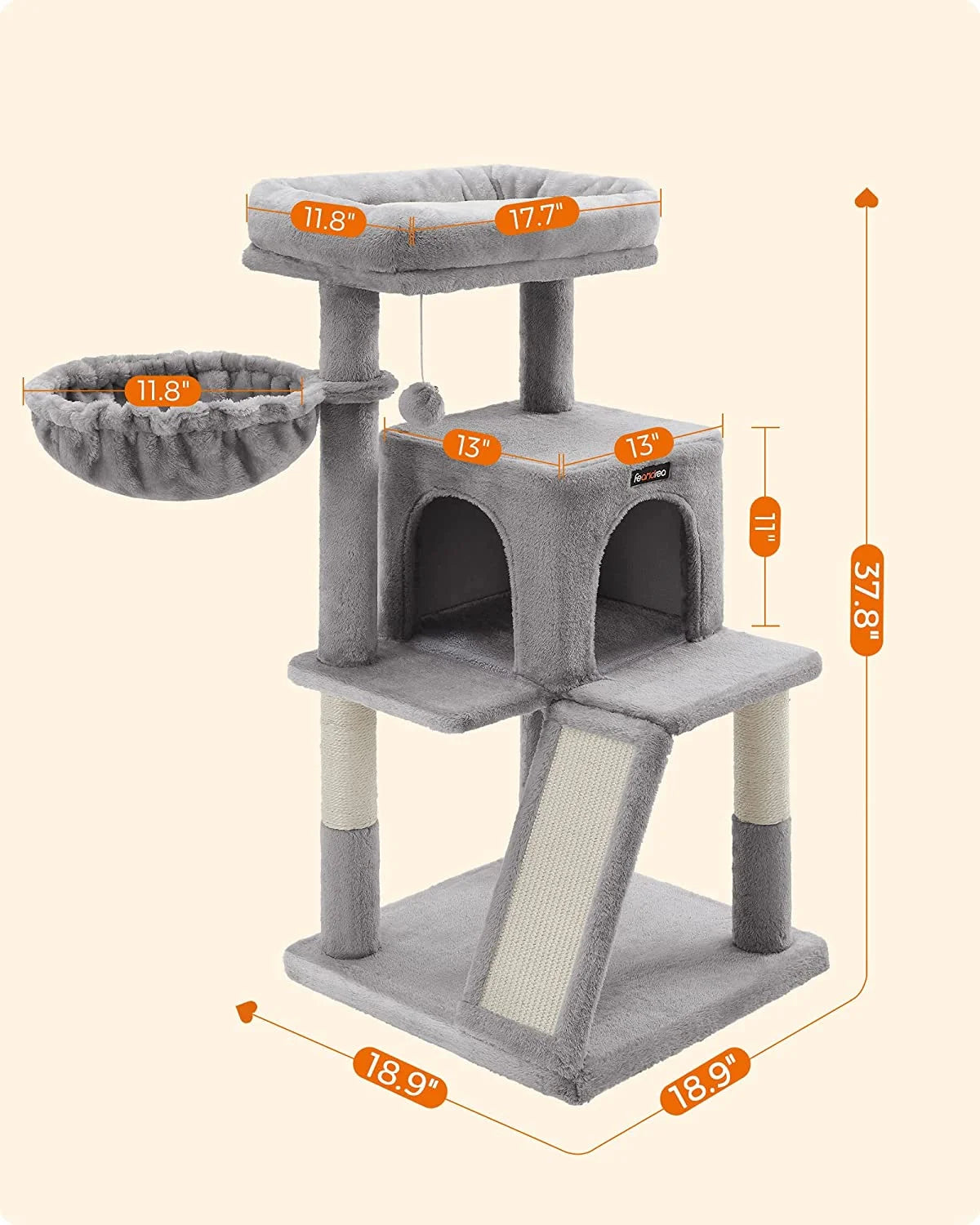 37.8-Inch Cat Tree Cat Condo Small Cat Tower with Widened Perch for Large Cats Indoor