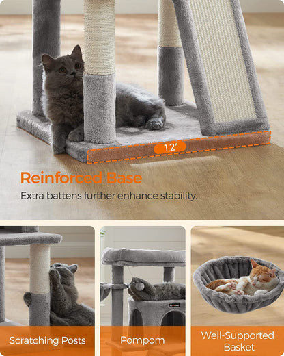 37.8-Inch Cat Tree Cat Condo Small Cat Tower with Widened Perch for Large Cats Indoor